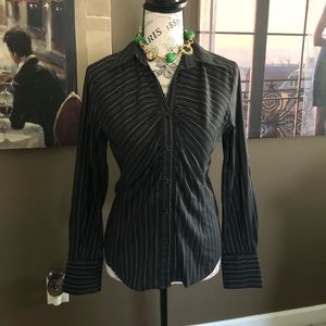 Black/Silver button shirt/blouse